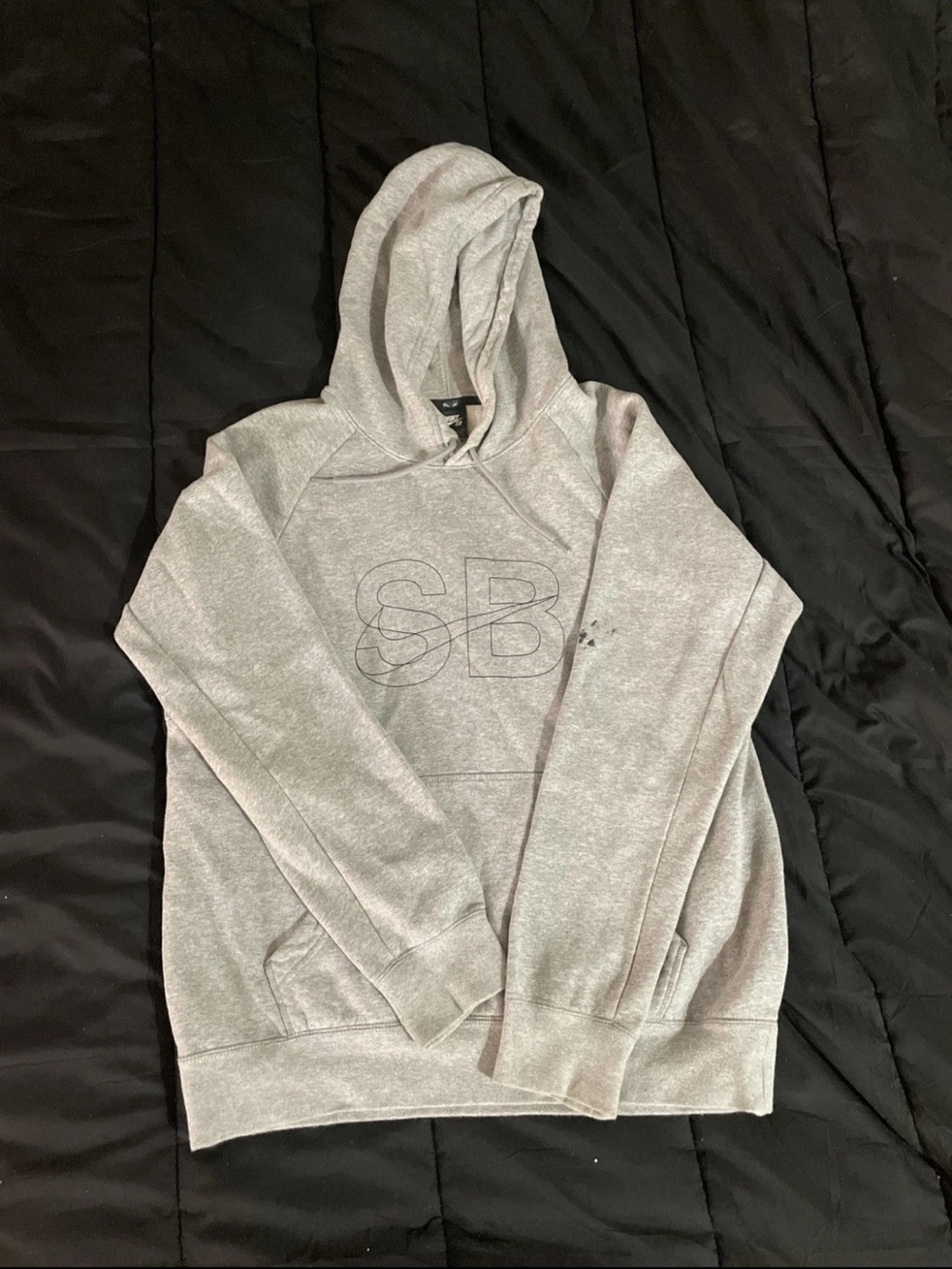 Nike SB Men's Hoodie Heather Grey Size Small Embossed Outline Logo *Description*
